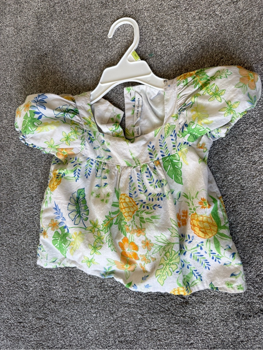 Janie and jack white Pineapple & Floral Puff-Sleeve Top for Kids